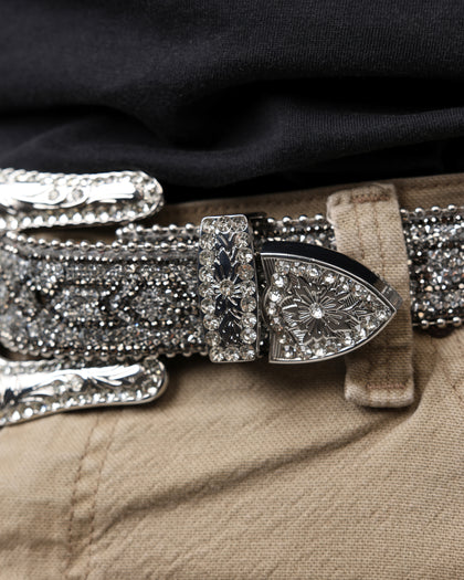 MNML Chevron Caviar Belt Silver