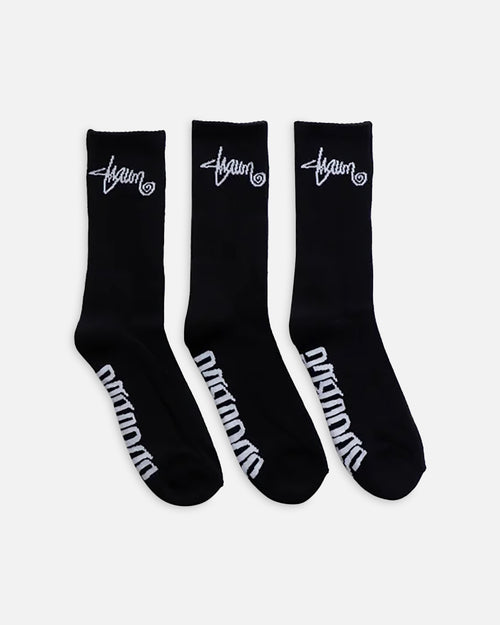 S Double Standard Shawn Crew Socks 3 Pack Black