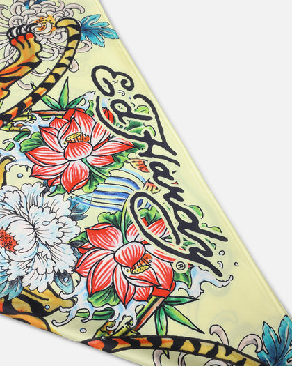 Ed Hardy Women's Feline Bandana Scarf Yellow