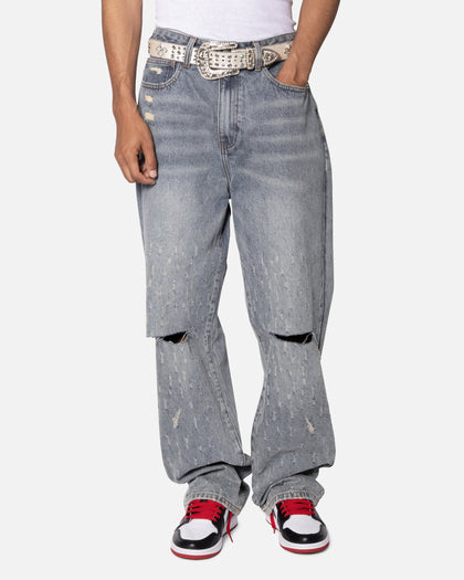 MNML Fleur Studded Rhinestone Belt Off White