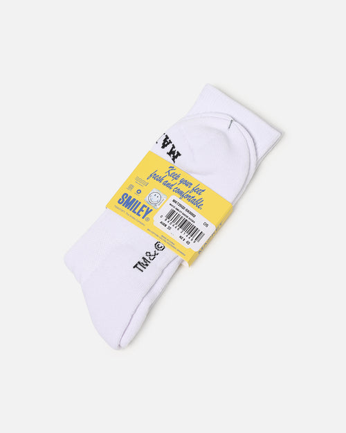 Market X Smiley Badge Crew Socks White