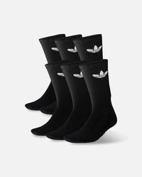 Adidas Trefoil Cushioned Crew Socks 6 Pack Black