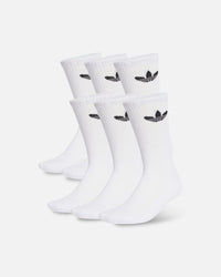 Adidas Trefoil Cushioned Crew Socks 6 Pack White