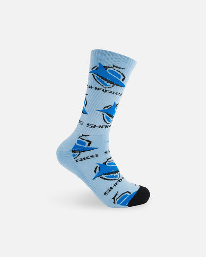 Foot-ies Cronulla-Sutherland Sharks Crew Socks 2 Pack Blue/White