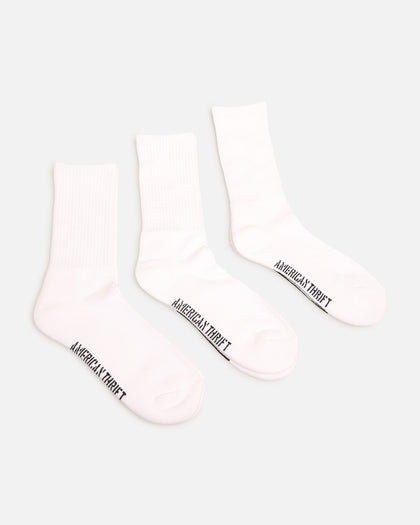 American Thrift Classic Crew Socks 3 Pack White