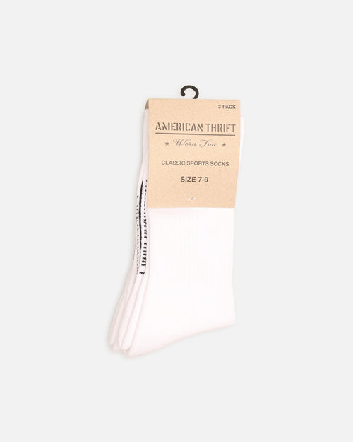 American Thrift Classic Crew Socks 3 Pack White