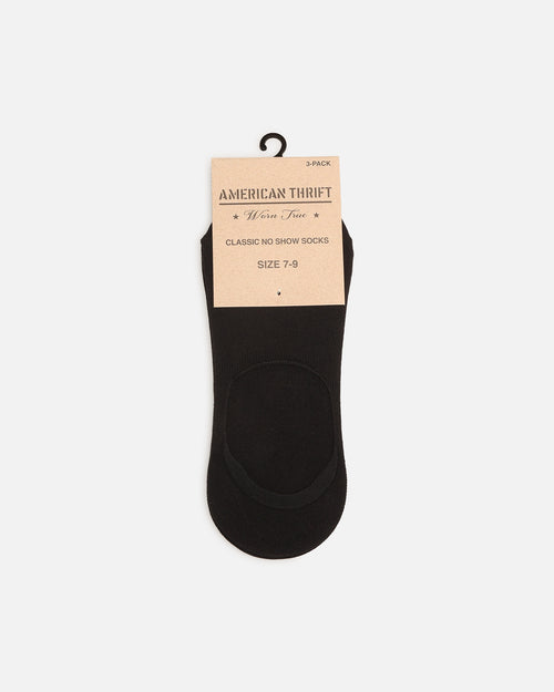 American Thrift Classic No Show Socks 3 Pack Black
