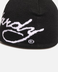 Ed Hardy Script Skull Knit Beanie Black