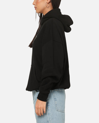 Carre Plaid Oval Hoodie Solid Black