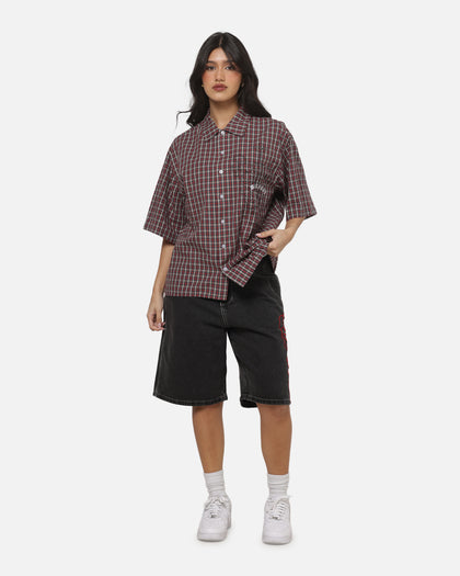 Worship Catharsis Box Crop Shirt Red Check