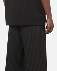 Carre Heritage Pleated Shorts Black Pinstripe