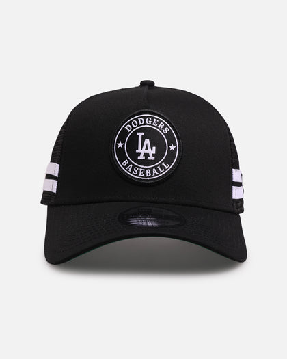 New Era Los Angeles Dodgers 'Stripe' 9FORTY A-Frame Trucker Snapback Black/White