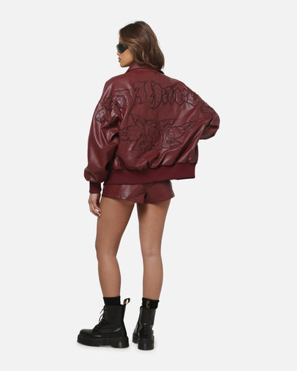 Ed Hardy Studded Bomber Jacket Red