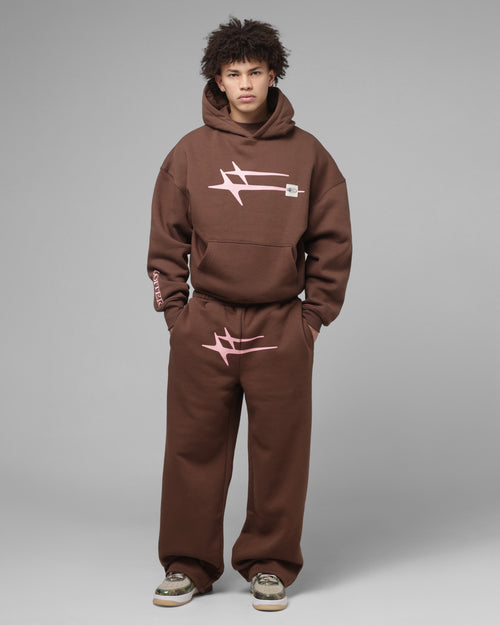 Loiter Hybrid Premium Hoodie Brown/Pink