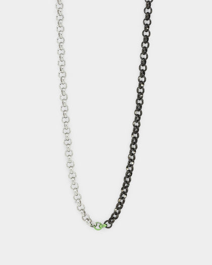 Loiter 18" Split Chain Necklace Black/Silver/Green