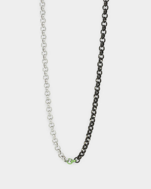 Loiter 18" Split Chain Necklace Black/Silver/Green