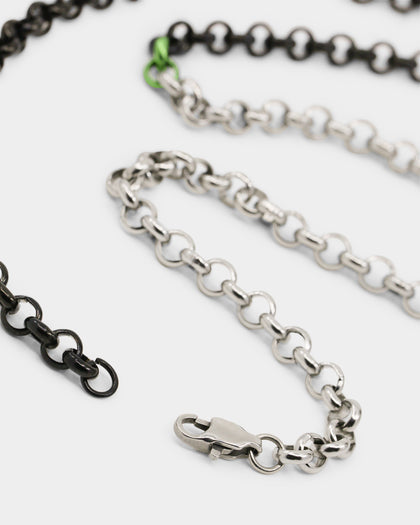 Loiter 18" Split Chain Necklace Black/Silver/Green
