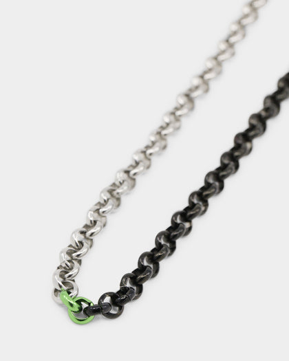 Loiter 18" Split Chain Necklace Black/Silver/Green