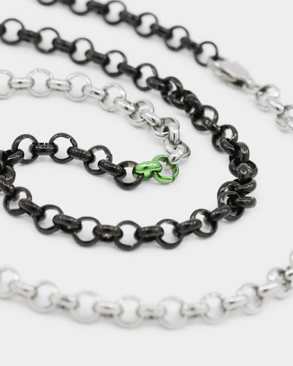 Loiter 18" Split Chain Necklace Black/Silver/Green