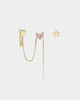 Raising Hell Women's Starry Heart Earrings Chain Gold/Pink