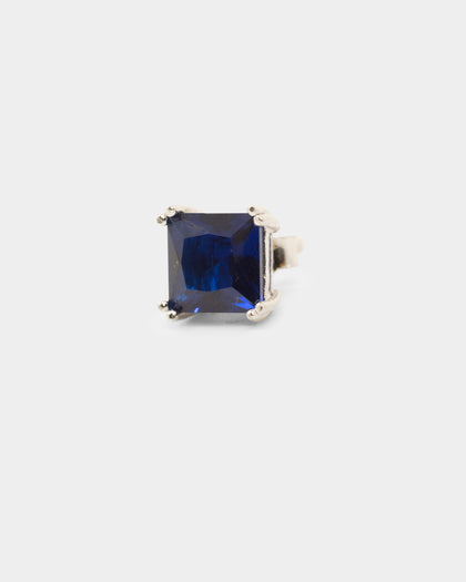 NXS Square Cut Earring White Gold/Blue