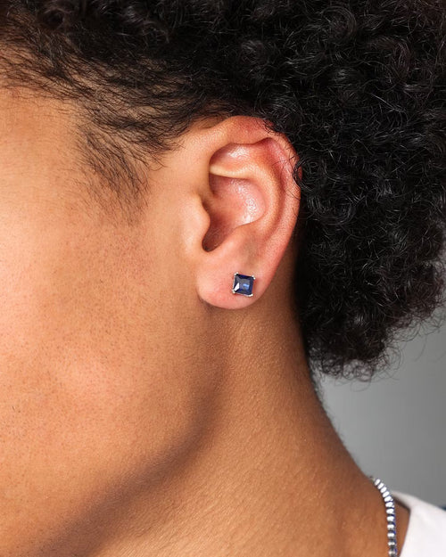 NXS Square Cut Earring White Gold/Blue