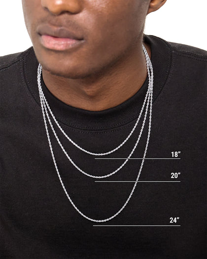 NXS 2mm Rope Necklace White Gold