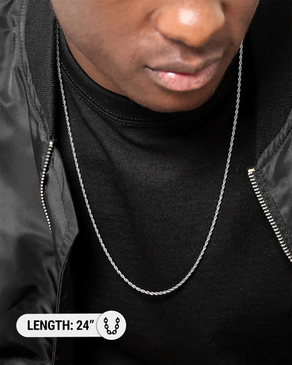 NXS 2mm Rope Necklace White Gold