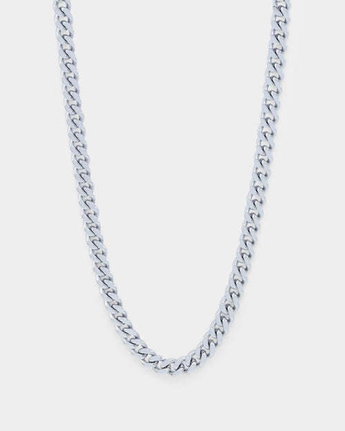 NXS 5mm Cuban Link Chain White Gold