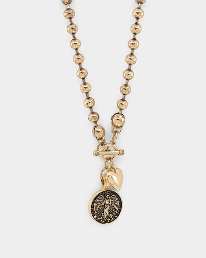 Wild For The Weekend Arkangel T-Bar Necklace Gold