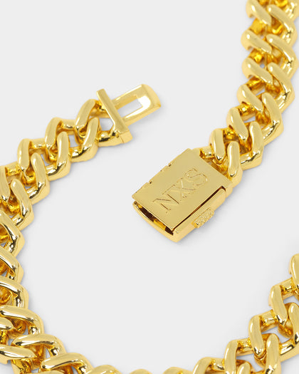 NXS 18" 14mm Iced Interlink Chain Iced Gold