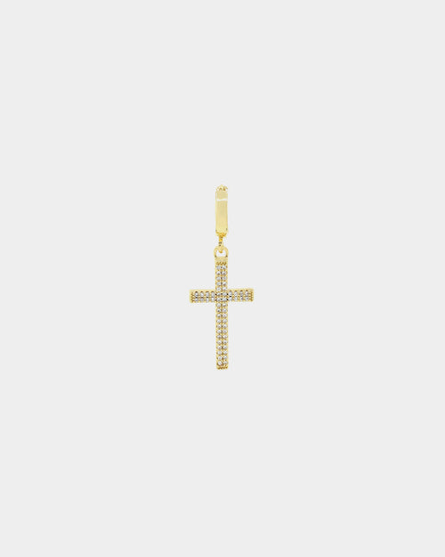 NXS Cross Earring Iced Gold