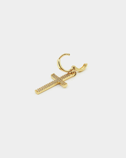 NXS Cross Earring Iced Gold