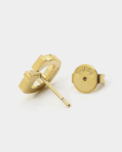 Guess Mainline Party Pave G Logo 9mm Stud Earrings Gold