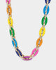 Guess Mainline Women's 17" Rainbow & Crystals Yellow Gold Necklace Multi