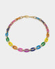 Guess Mainline Women's 17" Rainbow & Crystals Yellow Gold Necklace Multi