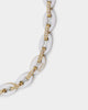 Guess Mainline Women's 17" White & Crystals Yellow Gold Necklace White