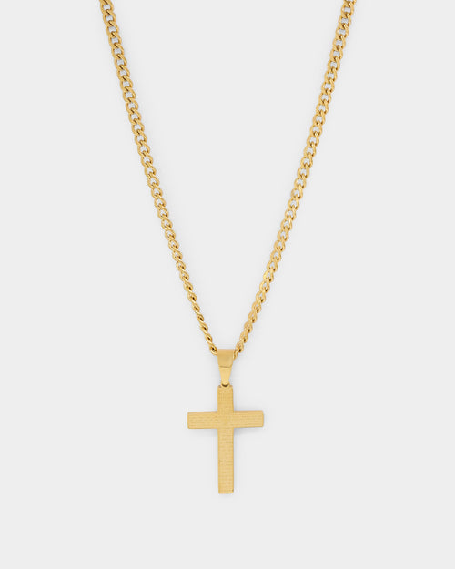 NXS Textured Cross Pendant gold