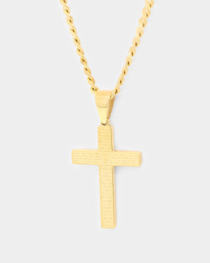 NXS Textured Cross Pendant Gold
