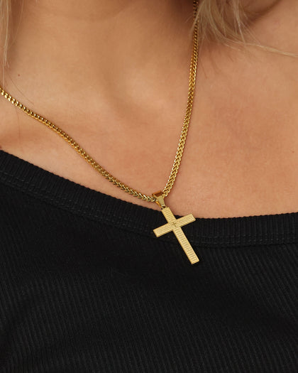 NXS Textured Cross Pendant gold