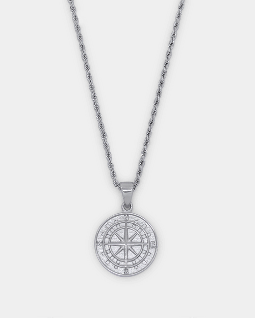 NXS Compass Pendant White Gold