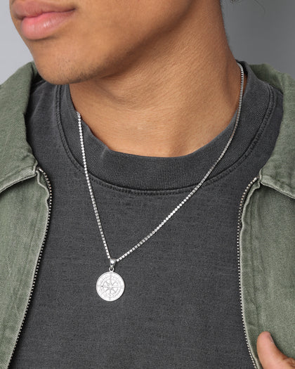 NXS Compass Pendant White Gold