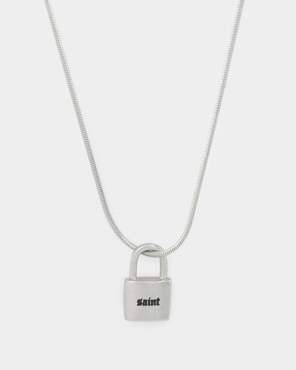 Saint Morta Hinged Padlock Chain White Gold
