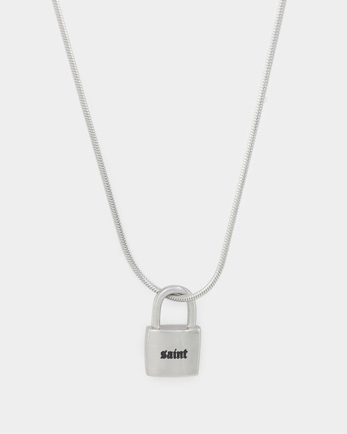 Saint Morta Hinged Padlock Chain White Gold