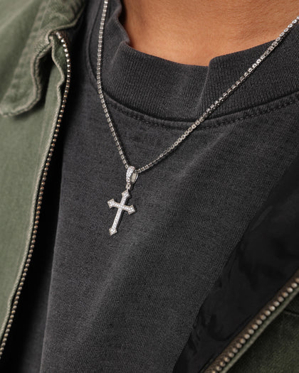 NXS Crusaders Tennis Necklace Iced White Gold