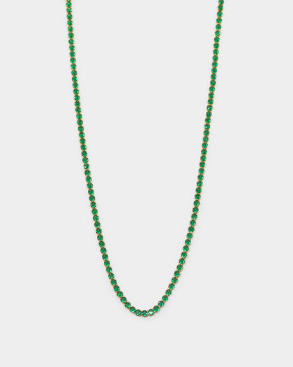 NXS 3mm Tennis Chain Gold/Green