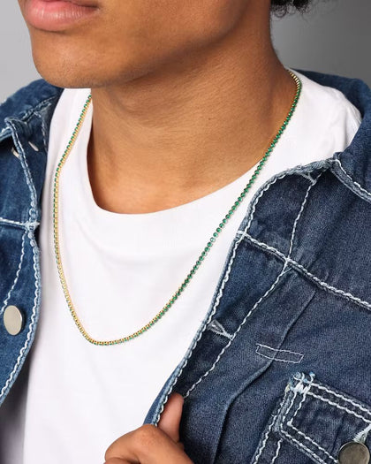 NXS 3mm Tennis Chain Gold/Green