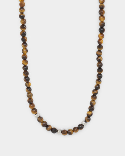 NXS Tiger Eye Necklace Steel/Brown