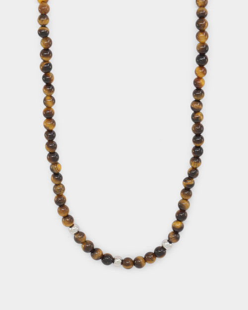 NXS Tiger Eye Necklace Steel/Brown