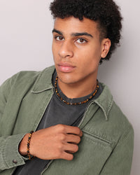 NXS Tiger Eye Necklace Steel/Brown